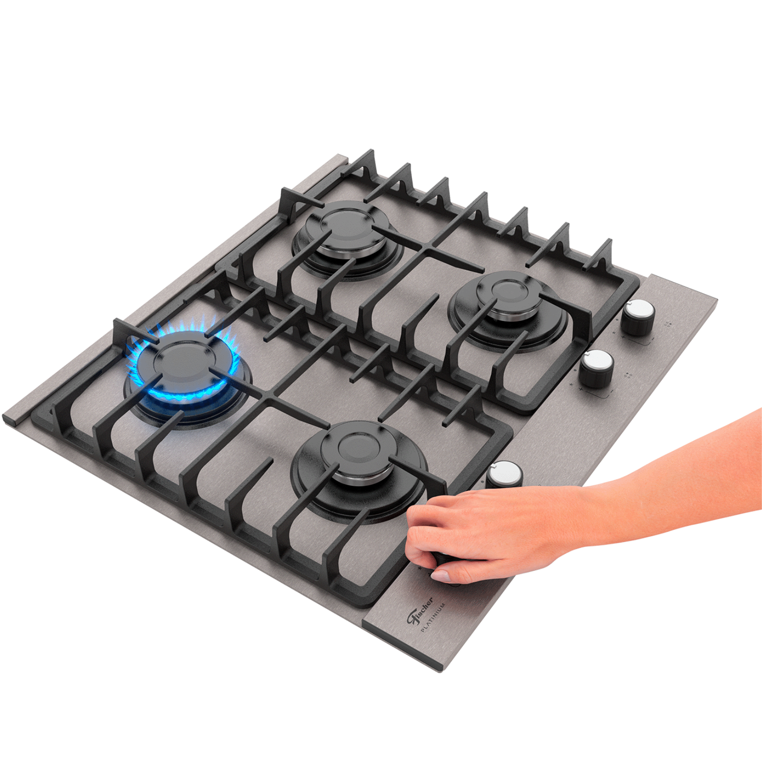 Cooktop à Gás Fischer 4 Bocas Platinium Prime Inox Bivolt
