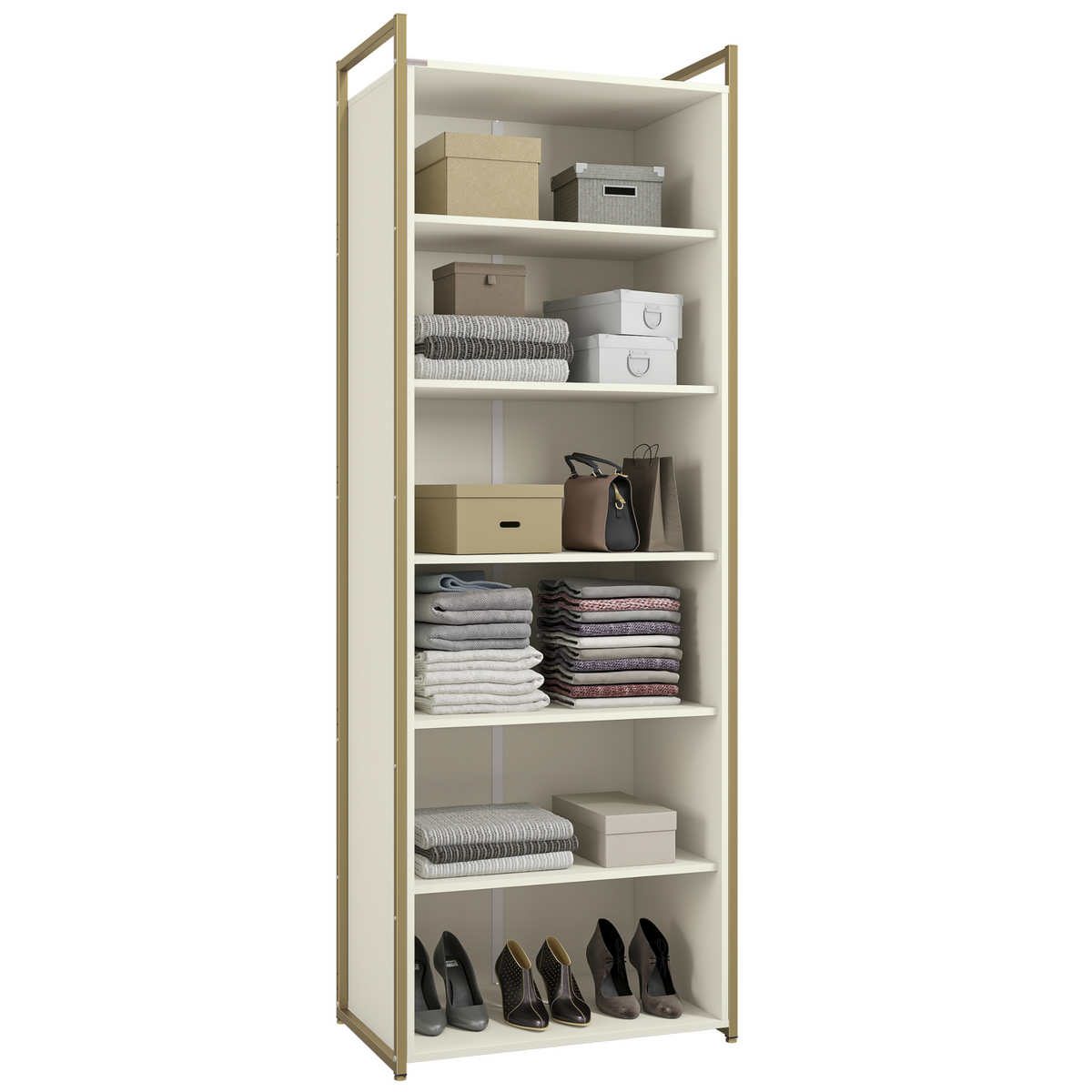 Armário Industrial Closet LI052 Kappesberg 72cm 2 Portas Off White e Dourado