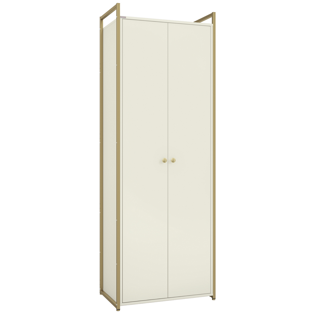 Armário Industrial Closet LI052 Kappesberg 72cm 2 Portas Off White e Dourado