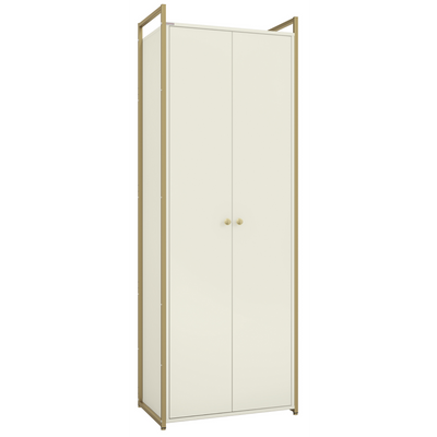 Armário Industrial Closet LI052 Kappesberg 72cm 2 Portas Off White e Dourado