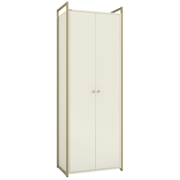 Armário Industrial Closet LI052 Kappesberg 72cm 2 Portas Off White e Dourado