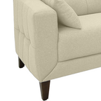 Sofá Living Vogue 210cm Linoforte 2 Assentos Pé de Madeira Linho Bege