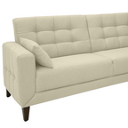 Sofá Living Vogue 210cm Linoforte 2 Assentos Pé de Madeira Linho Bege