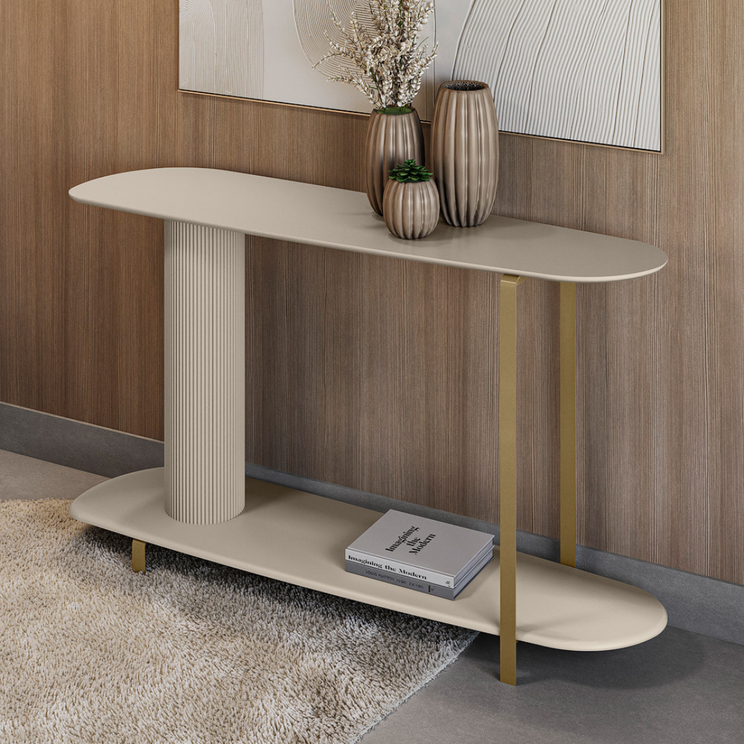 Aparador Olimpo Linea Orgânico Off White com Pés Dourados