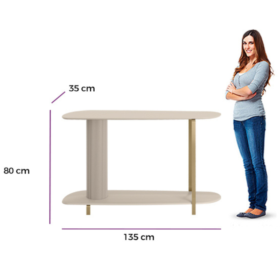 Aparador Olimpo Linea Orgânico Off White com Pés Dourados
