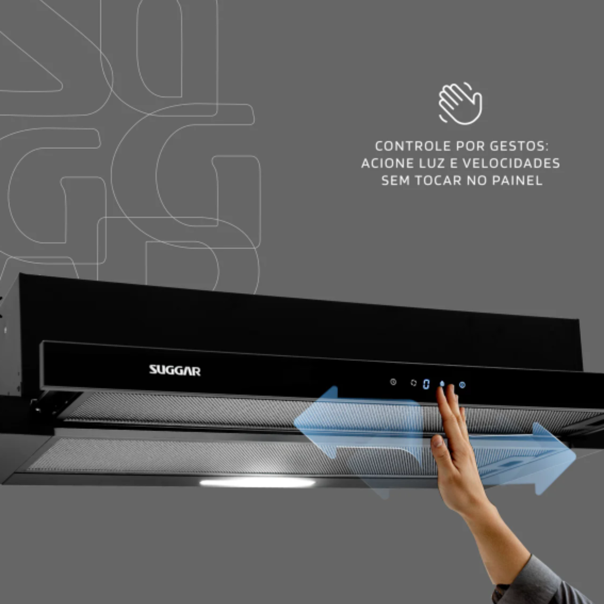 Depurador de Ar de Embutir 80cm Suggar Slim Touch DE82THPT Preto 220V