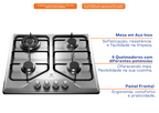Cooktop à Gás Electrolux 4 Bocas GT60X Tripla Chama Mesa Inox Bivolt
