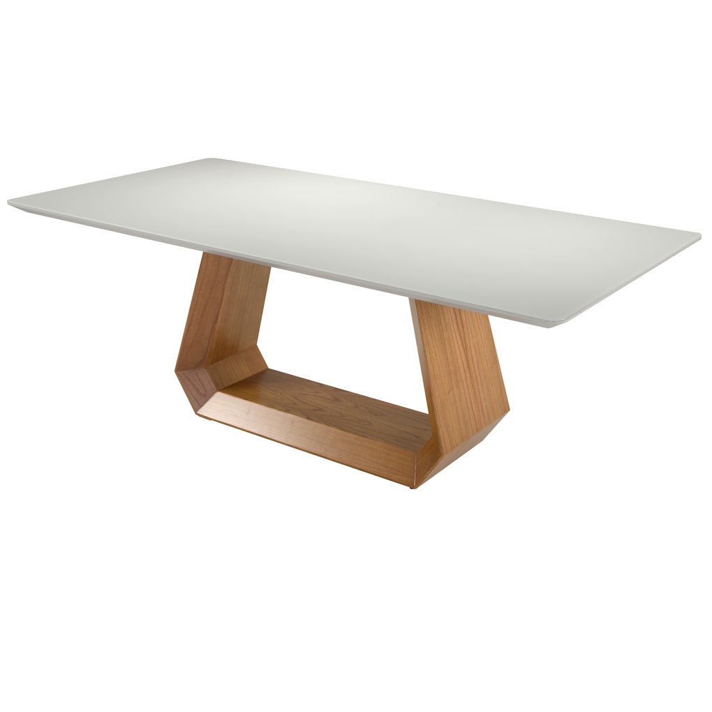 Mesa Retangular Diamond Ferrati 200x100cm Champanhe Tampo com Vidro Off White