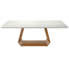 Mesa Retangular Diamond Ferrati 200x100cm Champanhe Tampo com Vidro Off White