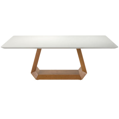 Mesa Retangular Diamond Ferrati 200x100cm Champanhe Tampo com Vidro Off White