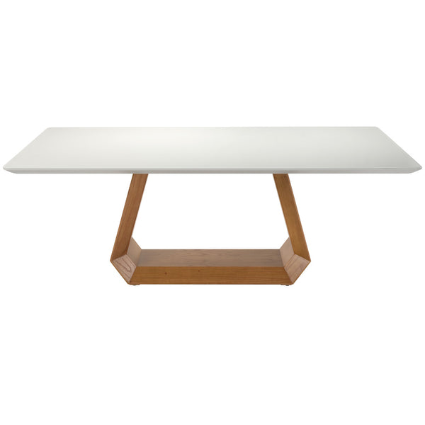 Mesa Retangular Diamond Ferrati 200x100cm Champanhe Tampo com Vidro Off White