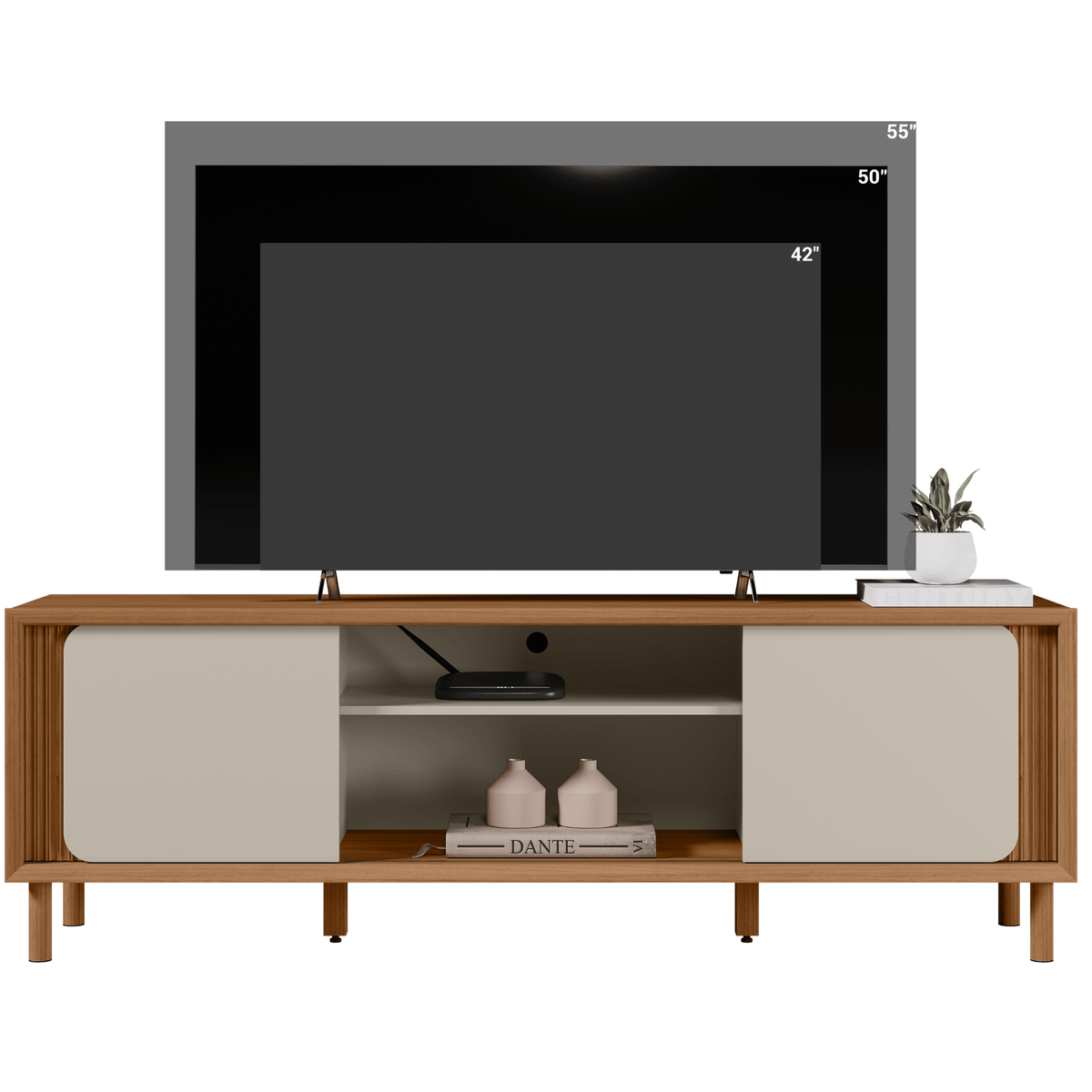 Rack Belém Linea 182cm 2 Portas Canela e Off White
