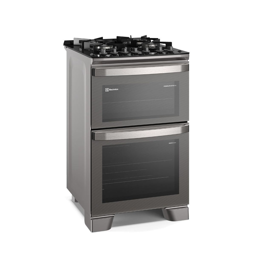 Fogão 4 Bocas Electrolux Experience FE4DC Duplo Forno PerfectCook360 Cinza 220V