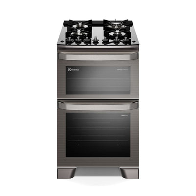 Fogão 4 Bocas Electrolux Experience FE4DC Duplo Forno PerfectCook360 Cinza 220V