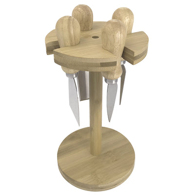 Jogo de 4 Facas Full Fit para Queijo com Suporte em Bambu