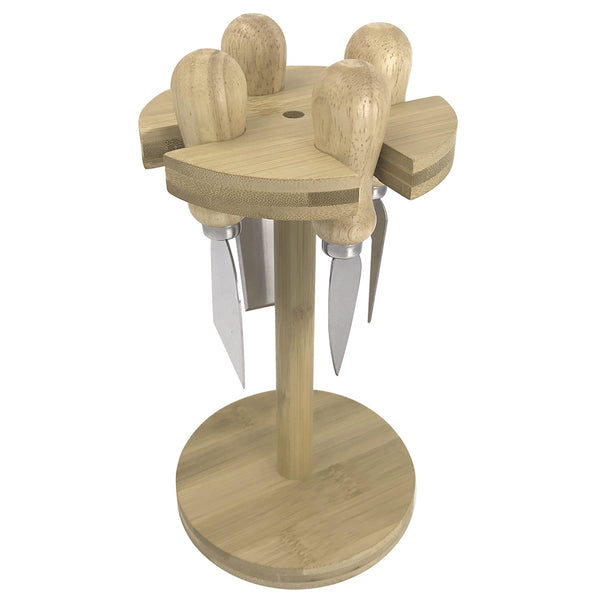 Jogo de 4 Facas Full Fit para Queijo com Suporte em Bambu