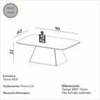 Mesa de Centro Retrô TB638 Dalla Costa 90cm 100% MDF Carvalho Rosé