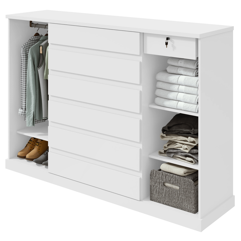 Cômoda Vedra 173cm Lopas 7 Gavetas 2 Portas Branco