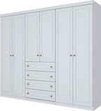 Roupeiro Americano Henn 262cm 6 Portas 4 Gavetas Branco