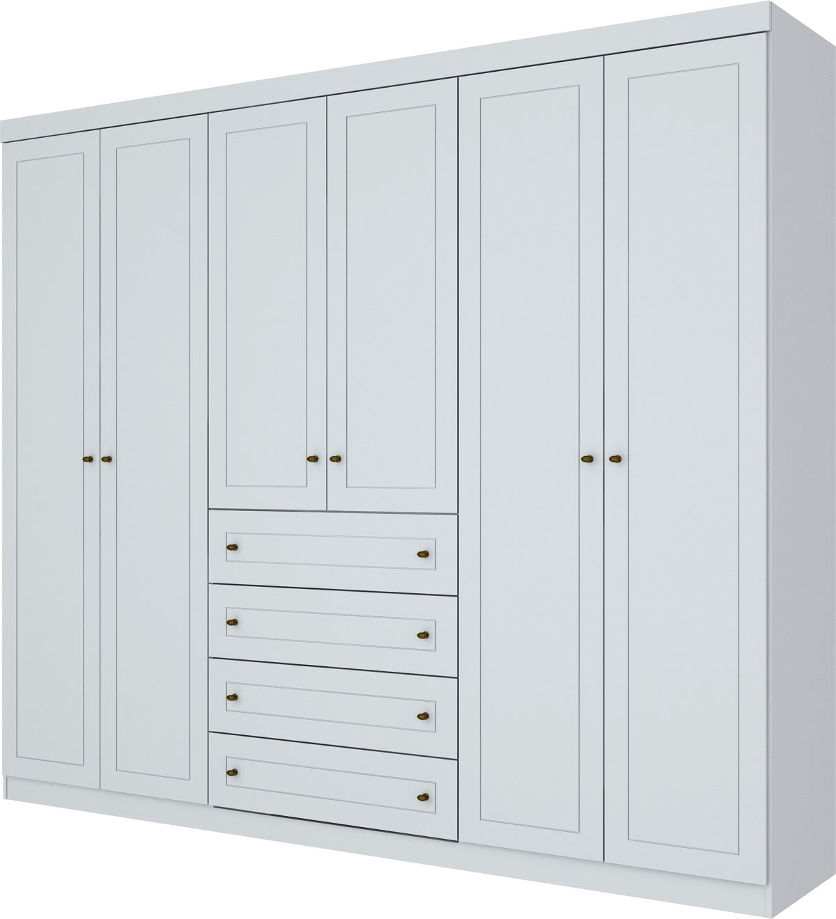 Roupeiro Americano Henn 262cm 6 Portas 4 Gavetas Branco