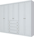 Roupeiro Americano Henn 262cm 6 Portas 4 Gavetas Branco