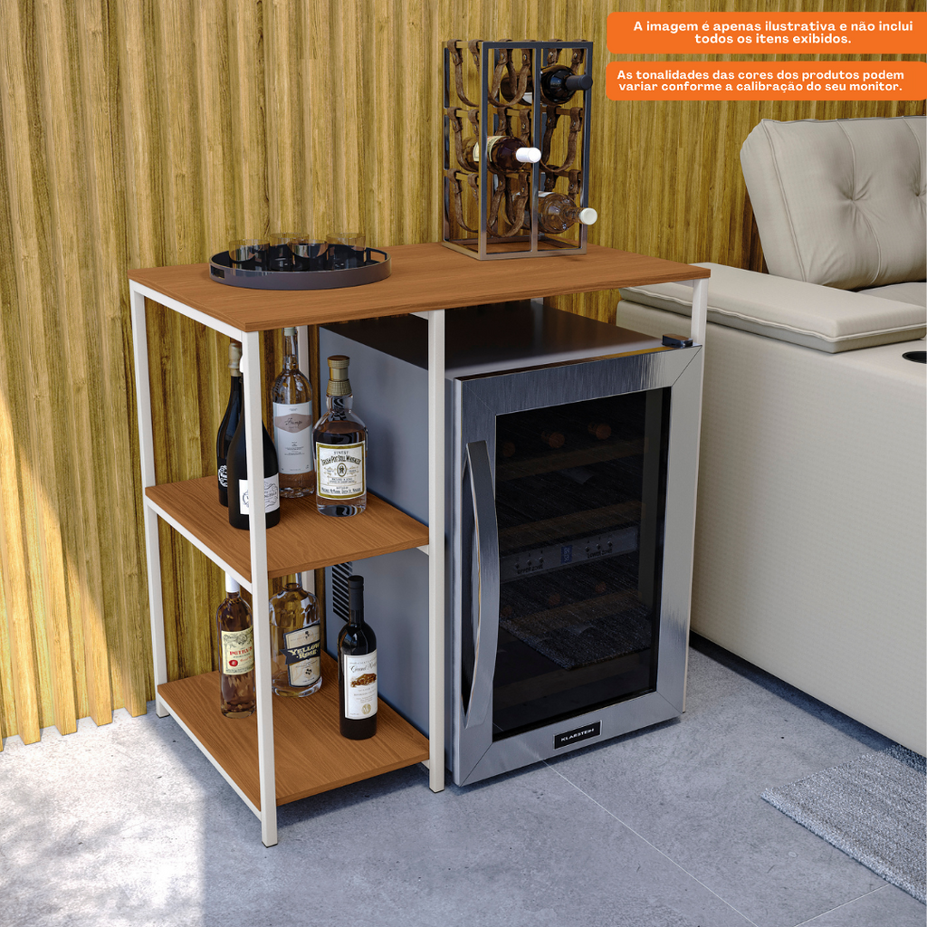 Bancada Industrial LI044 Kappesberg 90cm Prateleiras Canela e Branco