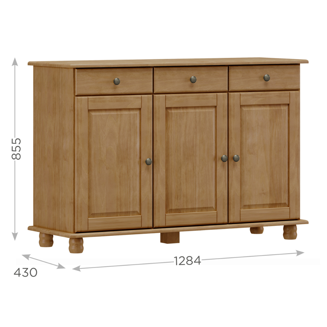 Balcão Buffet Rubi Finestra 129cm 3 Portas 3 Gavetas Freijó