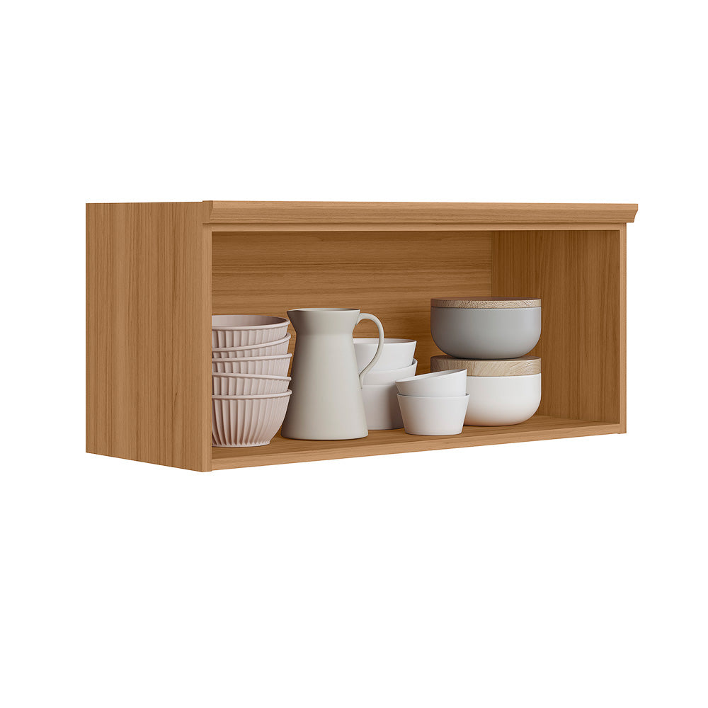 Armário Aéreo de Cozinha Selene Linea 100% MDF 1 Porta 80cm Jequitibá e Off White