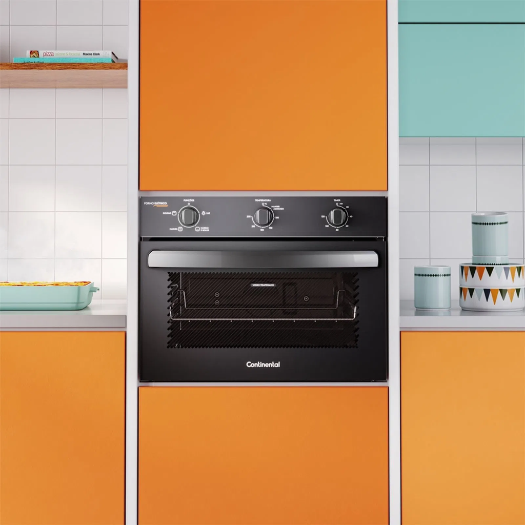 Forno de Embutir Elétrico Continental 50L OC4EM TOPLimpaFácil e Grill Preto 220V