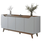 Balcão Buffet Pulse Província 180cm 4 Portas Off White e Canella