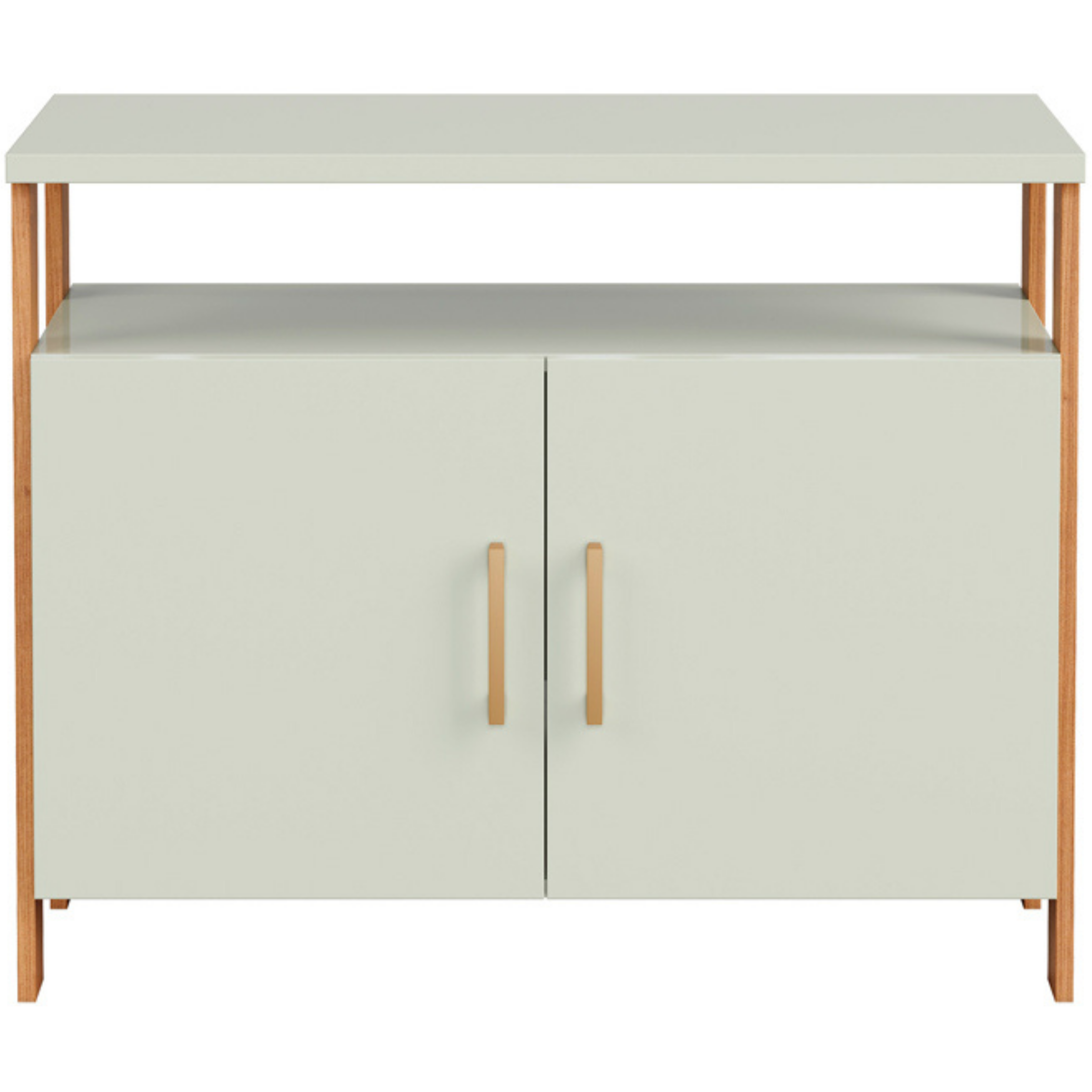 Balcão Buffet F32 Dalla Costa 89cm 2 Portas Nicho Off White e Freijó