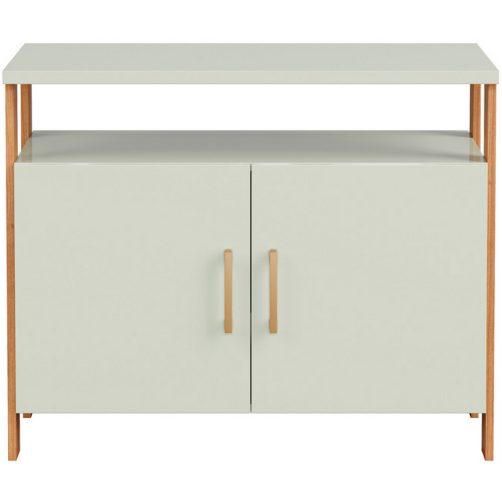 Balcão Buffet F32 Dalla Costa 89cm 2 Portas Nicho Off White e Freijó