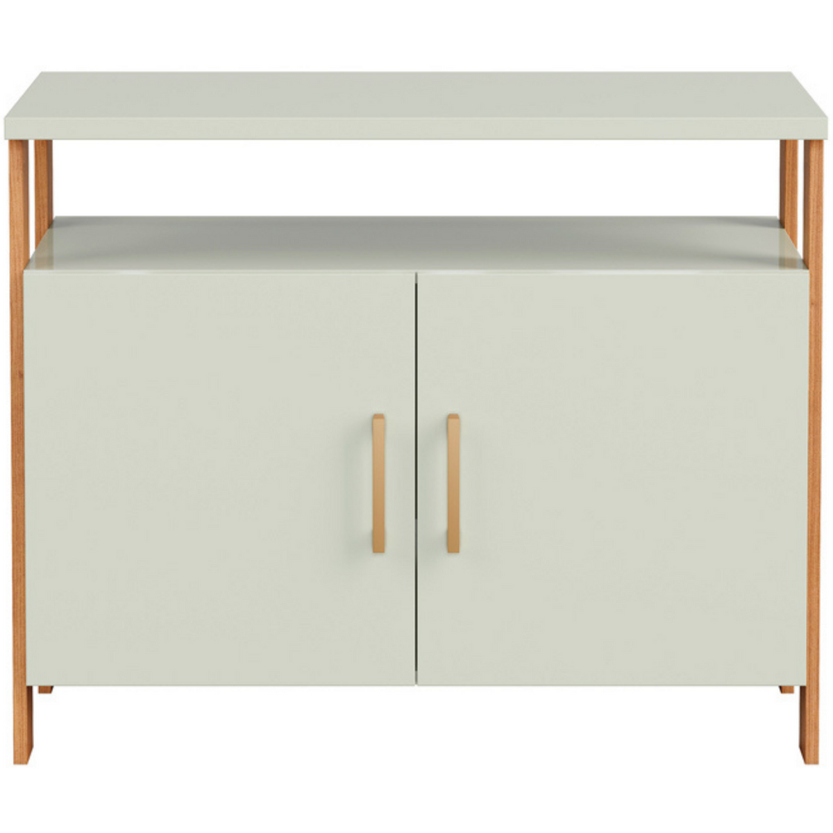 Balcão Buffet F32 Dalla Costa 89cm 2 Portas Nicho Off White e Freijó