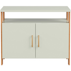 Balcão Buffet F32 Dalla Costa 89cm 2 Portas Nicho Off White e Freijó