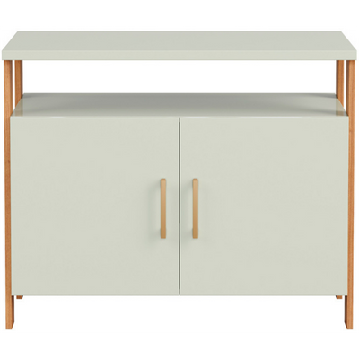 Balcão Buffet F32 Dalla Costa 89cm 2 Portas Nicho Off White e Freijó