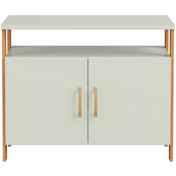 Balcão Buffet F32 Dalla Costa 89cm 2 Portas Nicho Off White e Freijó