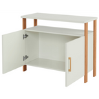 Balcão Buffet F32 Dalla Costa 89cm 2 Portas Nicho Off White e Freijó
