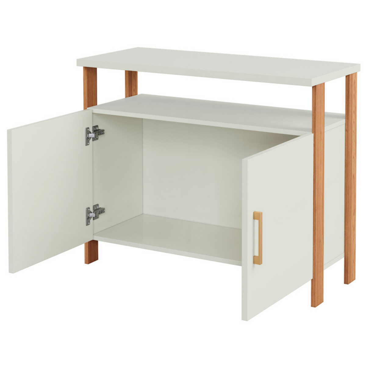 Balcão Buffet F32 Dalla Costa 89cm 2 Portas Nicho Off White e Freijó