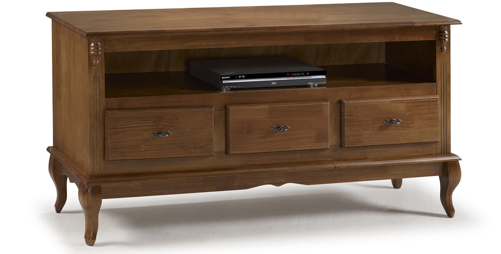 Rack Rústico 150cm Linz 60501 3 Gavetas 100% Madeira Maciça Imbuia