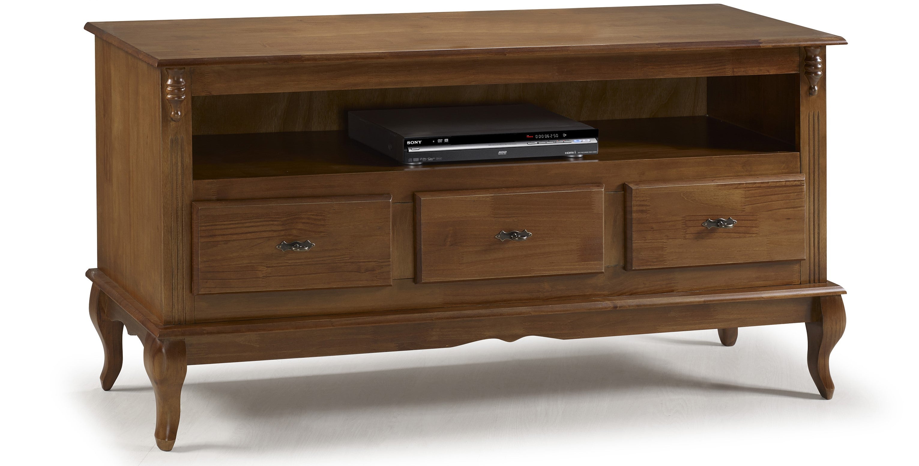 Rack Rústico 150cm Linz 60501 3 Gavetas 100% Madeira Maciça Imbuia