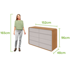 Cômoda Loop II Lopas 8 Gavetas 152cm Amêndoa e Off White