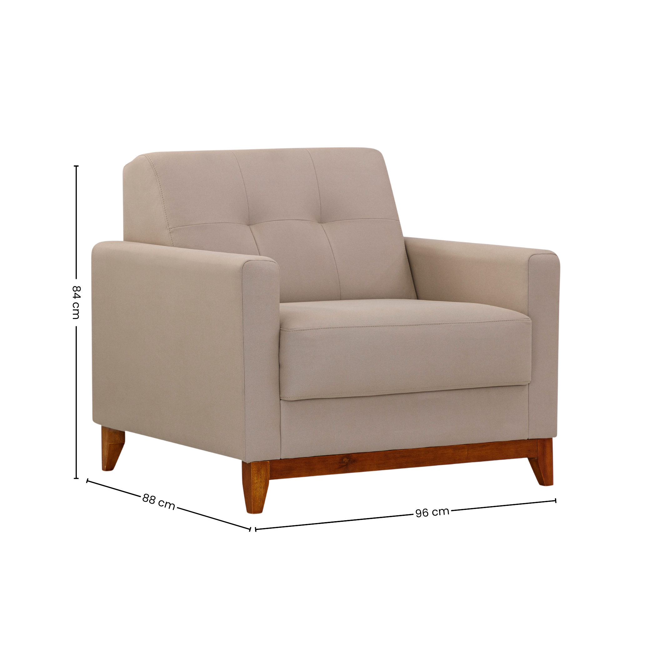 Poltrona 96cm Herval MH4219 Base Madeira Bege