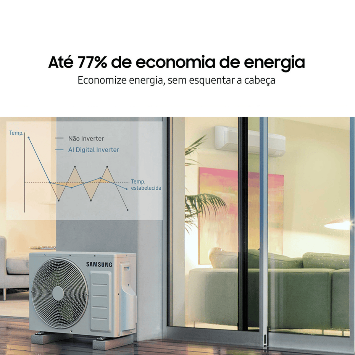 Ar-Condicionado Split Inverter Samsung 24000 BTUs WindFree AI Wi-fi Frio Branco 220V