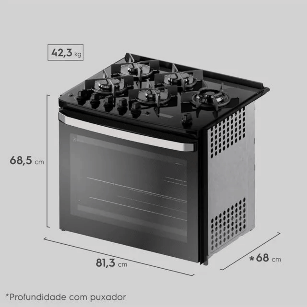 Fogão de Embutir 5 Bocas Electrolux Experience FE5EB com Mesa de Vidro Grill e PerfectCook360 Preto 220V