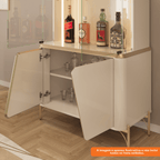 Cristaleira Liara DJ Móveis 80cm 4 Portas com LED Off White com Dourado