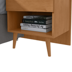Cabeceira Like Extensível com Mesa Lopas Casal/Queen Amêndoa Clean