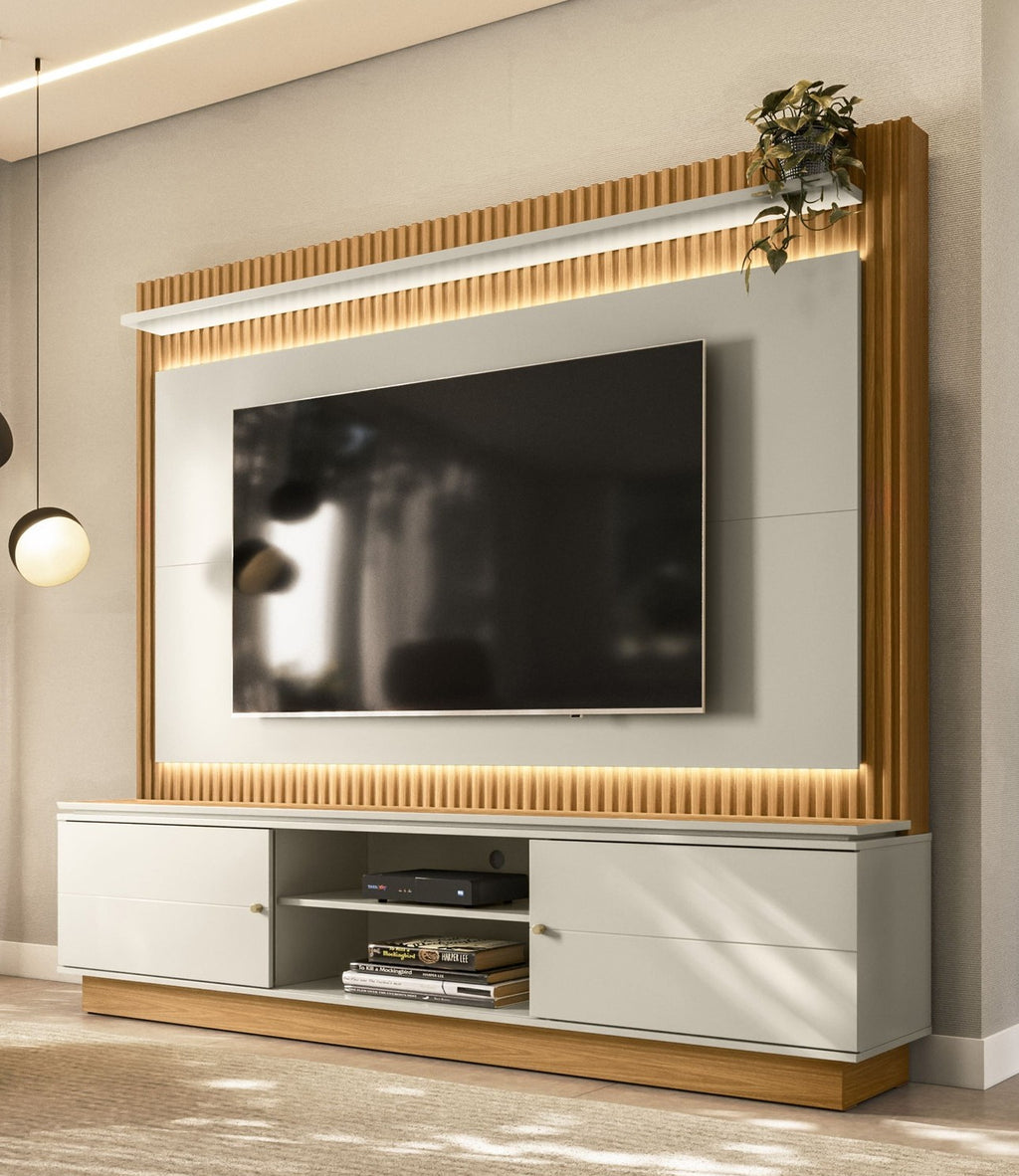 Home Guararapes Linea para TV 75'' com Led Nature e Off White