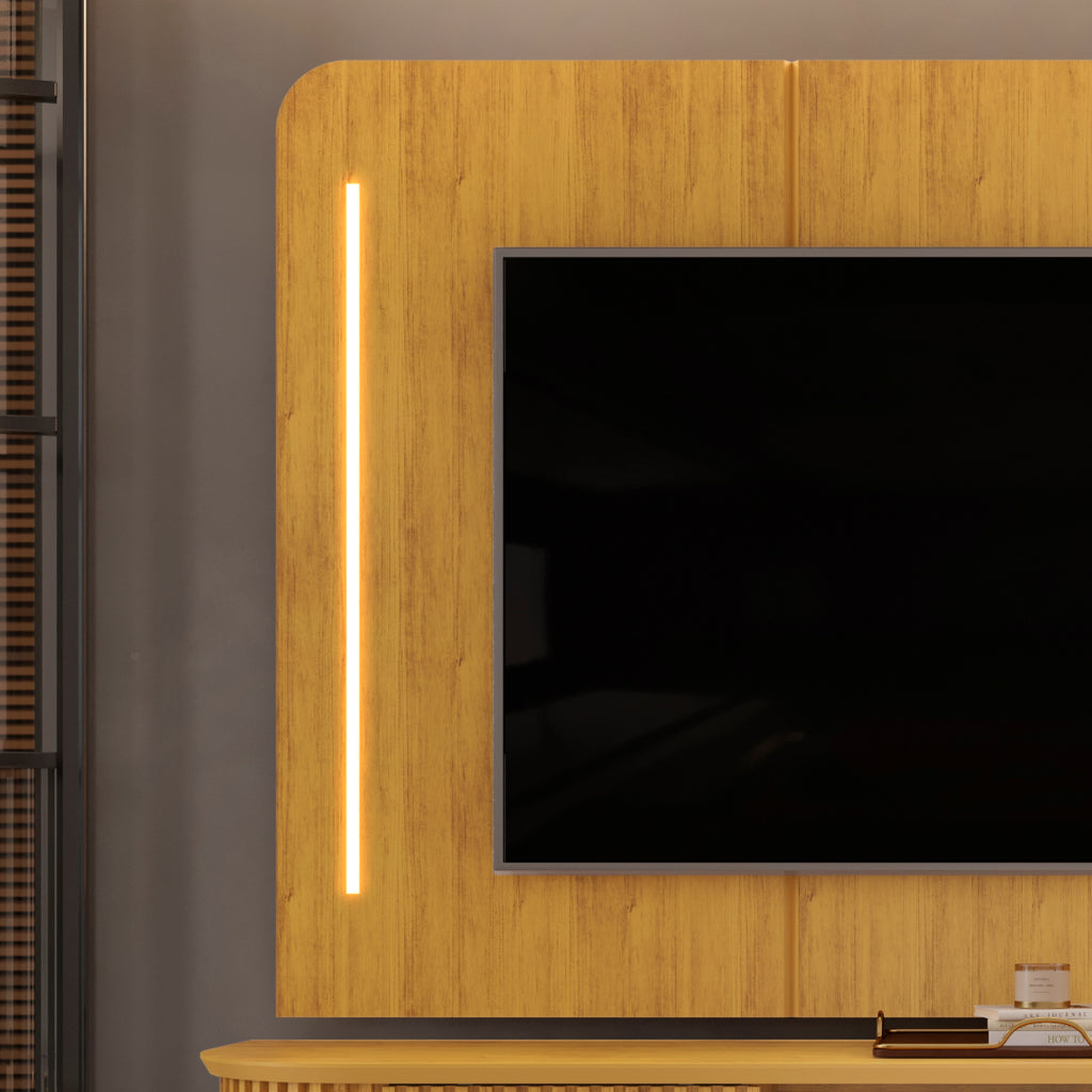 Painel Suspenso Atlas para TVs até 75" DJ Móveis com Led Cedro