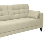 Sofá Living Vogue 210cm Linoforte 2 Assentos Pé de Madeira Linho Bege