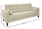 Sofá Living Vogue 210cm Linoforte 2 Assentos Pé de Madeira Linho Bege